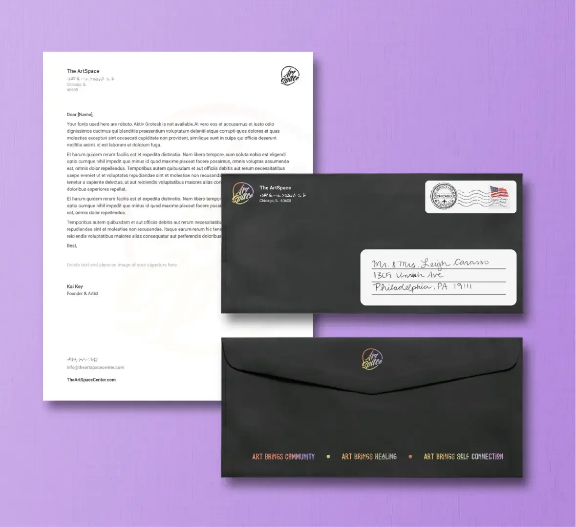 Mockup of ArtSpace stationary