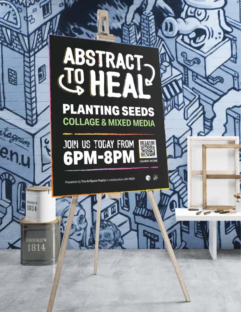 Mockup of ArtSpace class and event poster