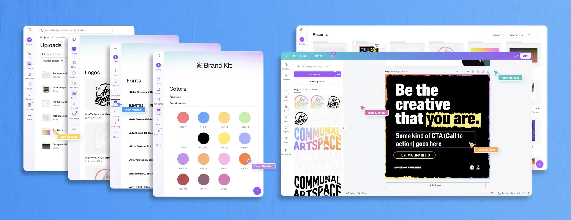 Mockup of Canva Asset Library and tempaltes
