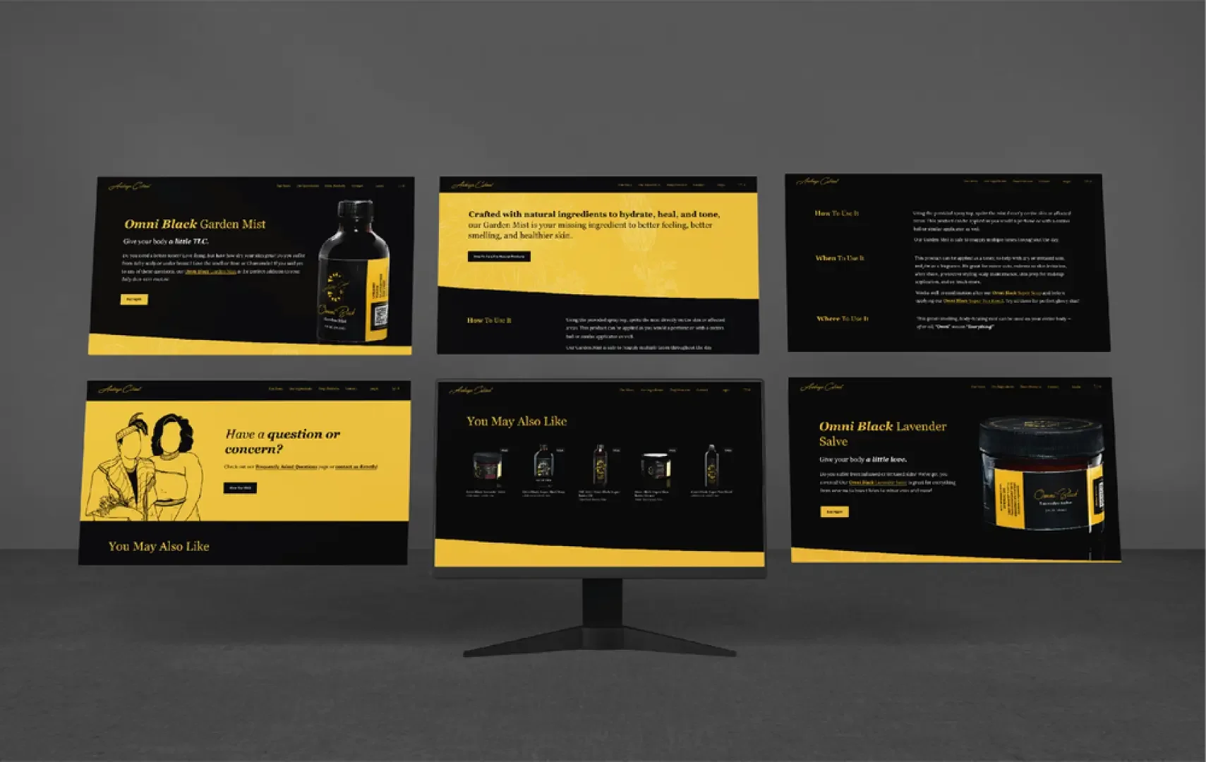 Mockup of product landing pages