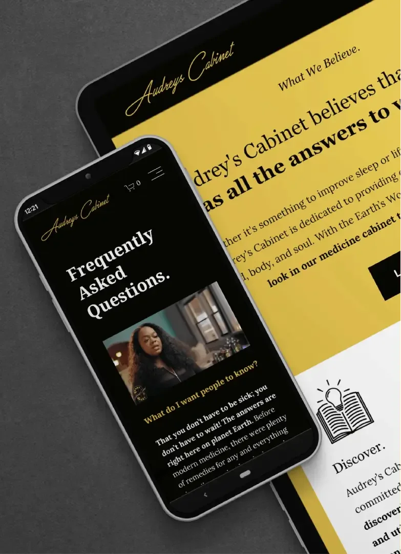 Audrey's Cabinet mobile webiste mockup