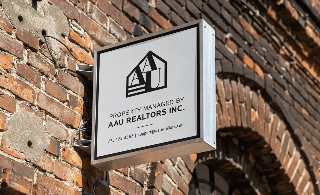 AAU property signage mockup