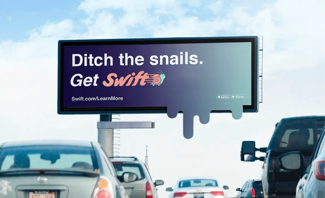 Mockup of Swift logo and billboard