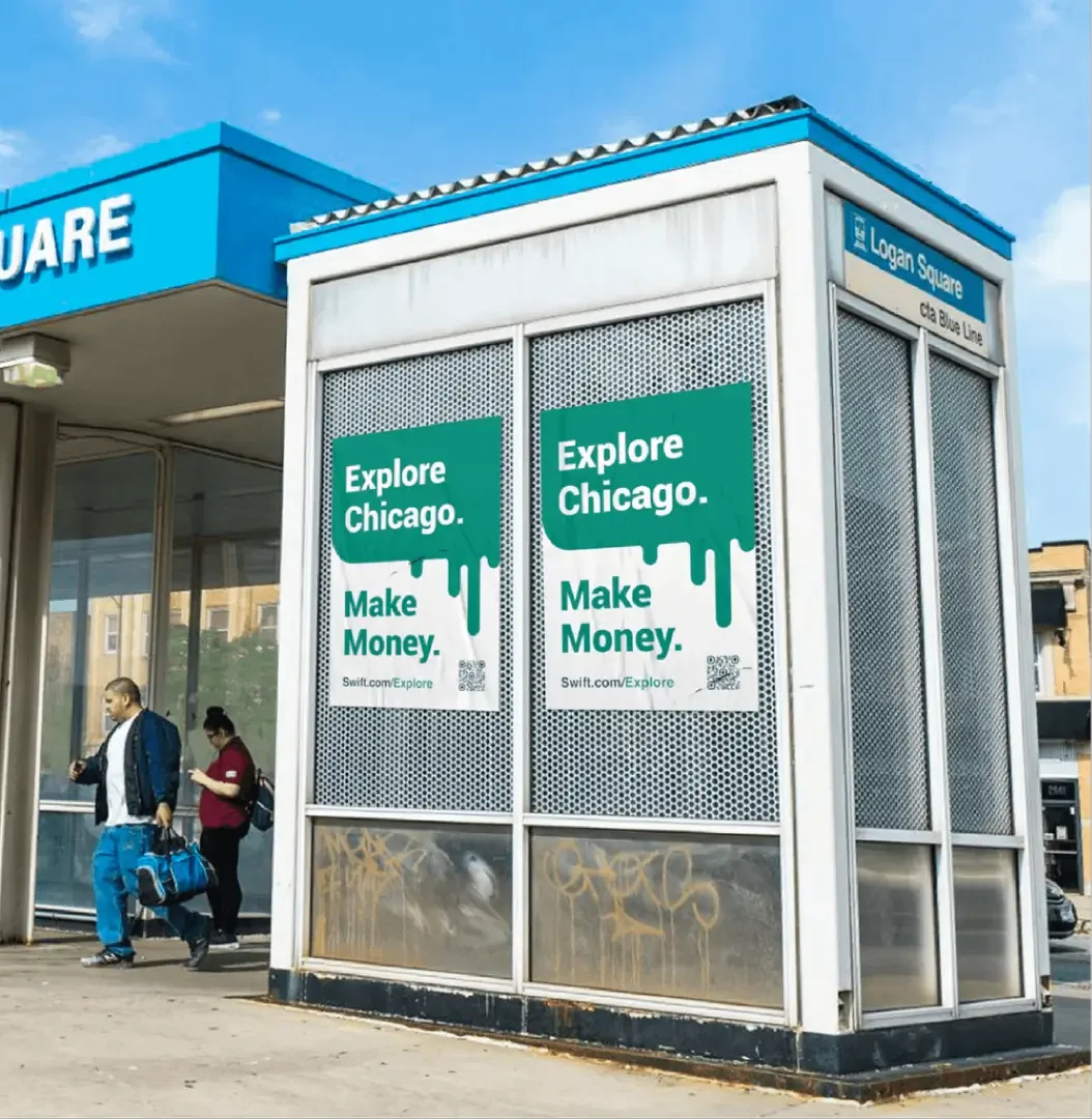 Mockup of CTA station posters from Swift marketing campaign